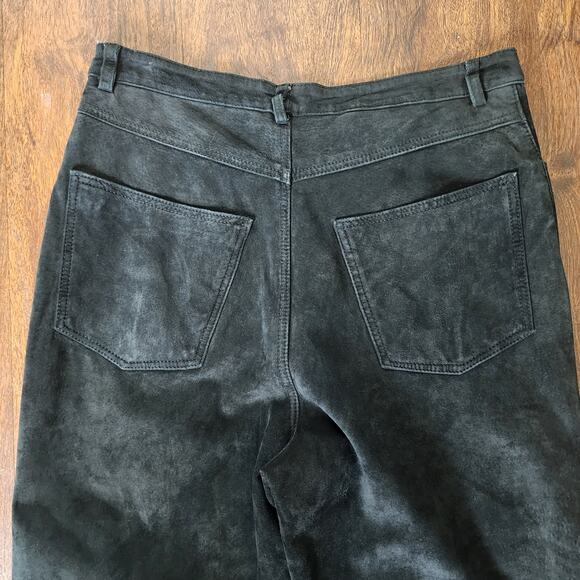 Vintage Brandon Thomas Black Suede 100% Leather Straight Leg High Rise Pants, 4 - Picture 9 of 11